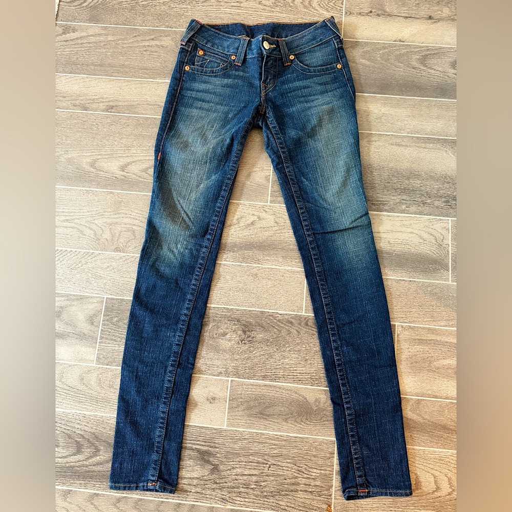 True Religion Stella dark wash low rise skinny jeans women’s size 27